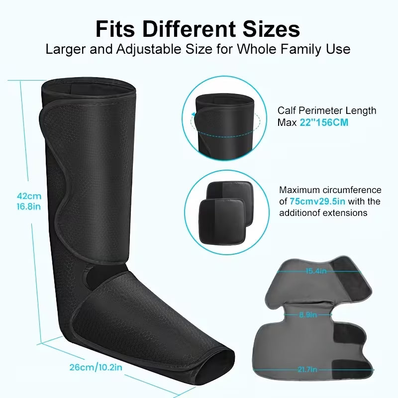Leg Air Massager for Circulation And Relaxation Foot And Calf Massage with Handheld Controller 3 Intensities 2 Modes (with 2 Extensions) Adjustable Leg Wrap for Most Size,
