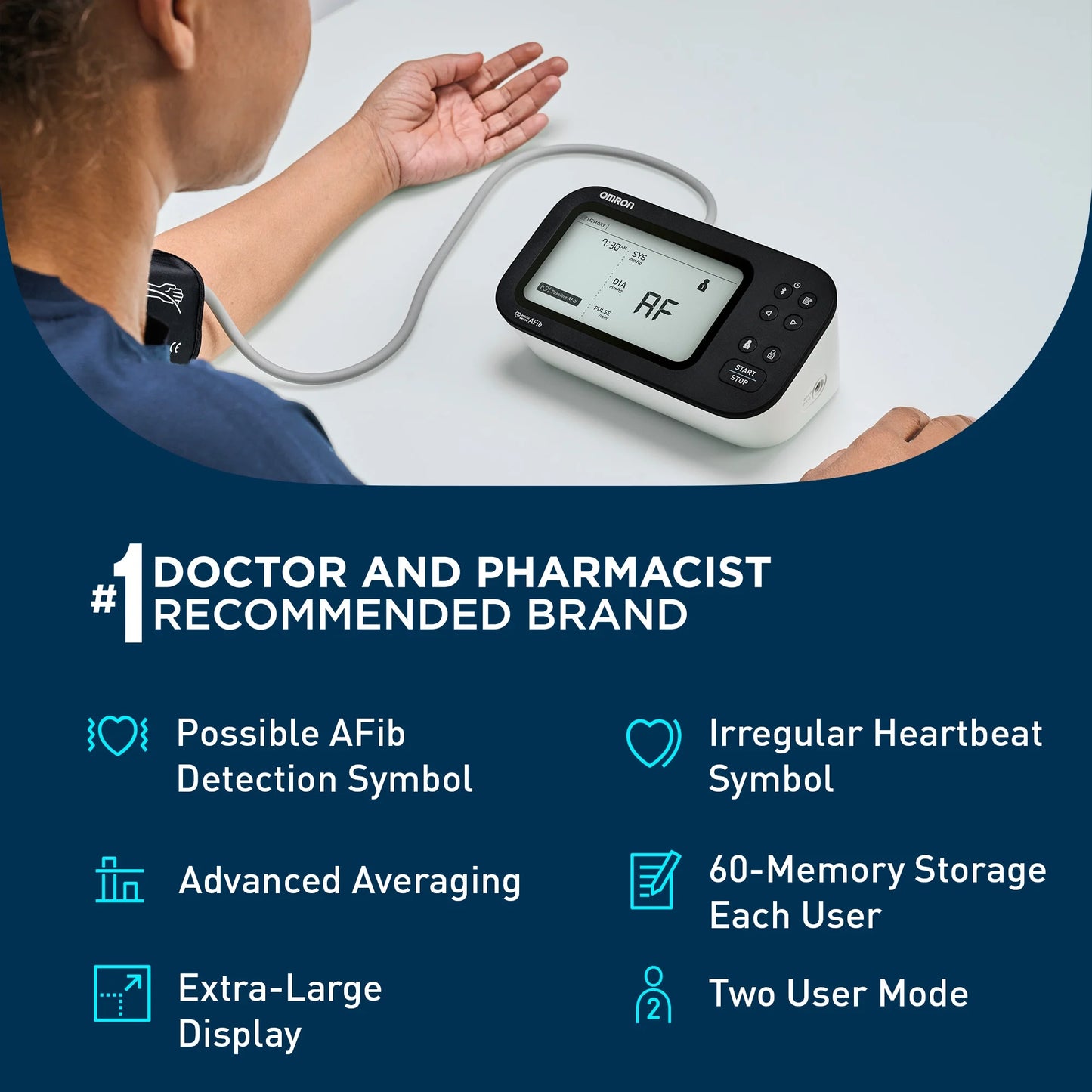 OMRON 7 Series Upper Arm Blood Pressure Monitor and Arm Cuff with AFib Detection for Home Use