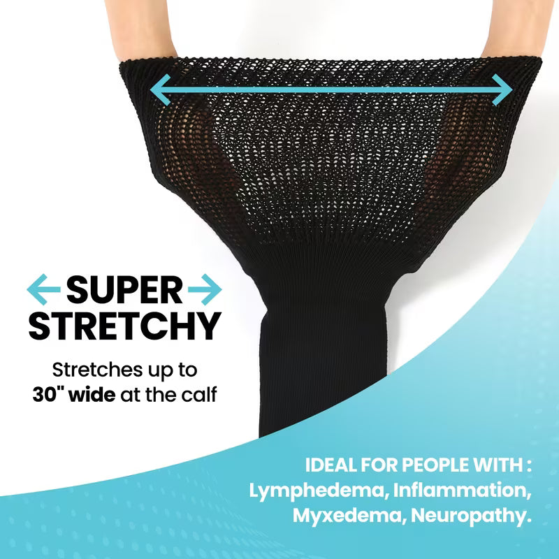 Extra Wide Diabetic Socks for  Loose Fit Top Neuropathy Swollen Feet, Stretch to 30" for Men, Women, Bariatric Seniors, Plus Size Socks, Non Binding Seamless Socks