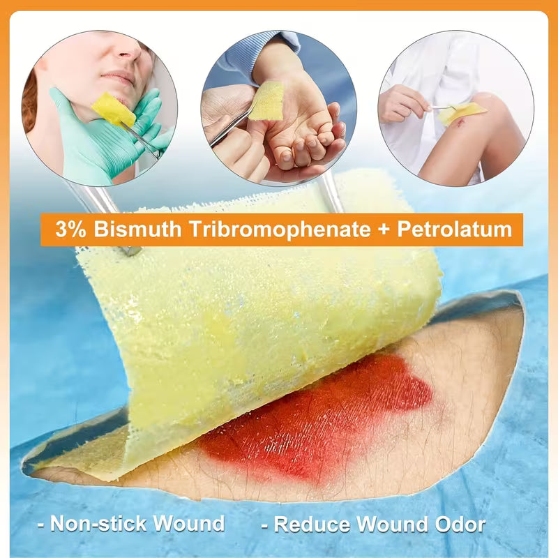 4"x4" Xeroform Petrolatum Gauze Dressing, 25 Individual Packs, Non-Adherent Wound