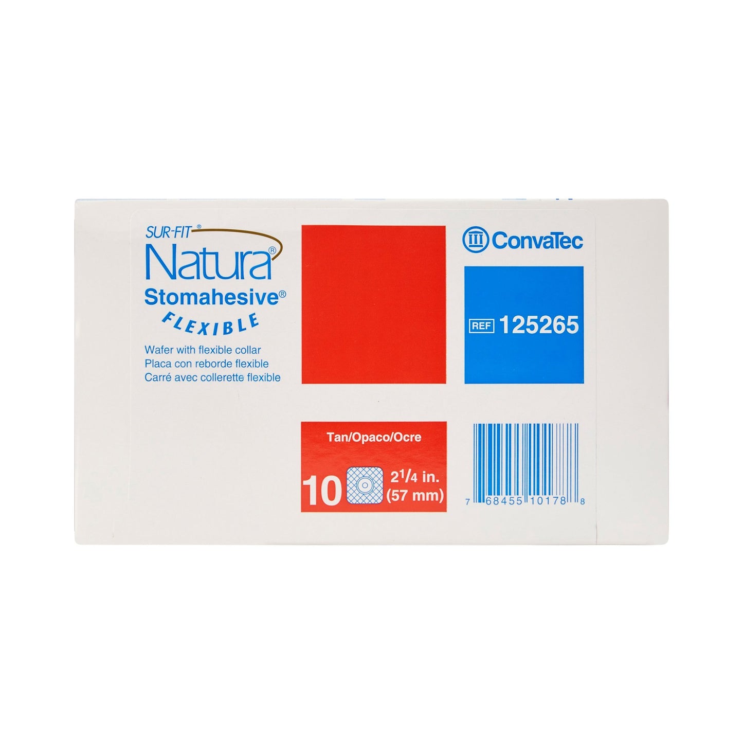 Ostomy Barrier Sur-Fit Natura® Trim to Fit, Standard Wear Stomahesive® Adhesive 57 mm Flange SUR-FIT® Natura™ System Hydrocolloid 1-3/8 to 1-3/4 Inch Opening 5 X 5 Inch