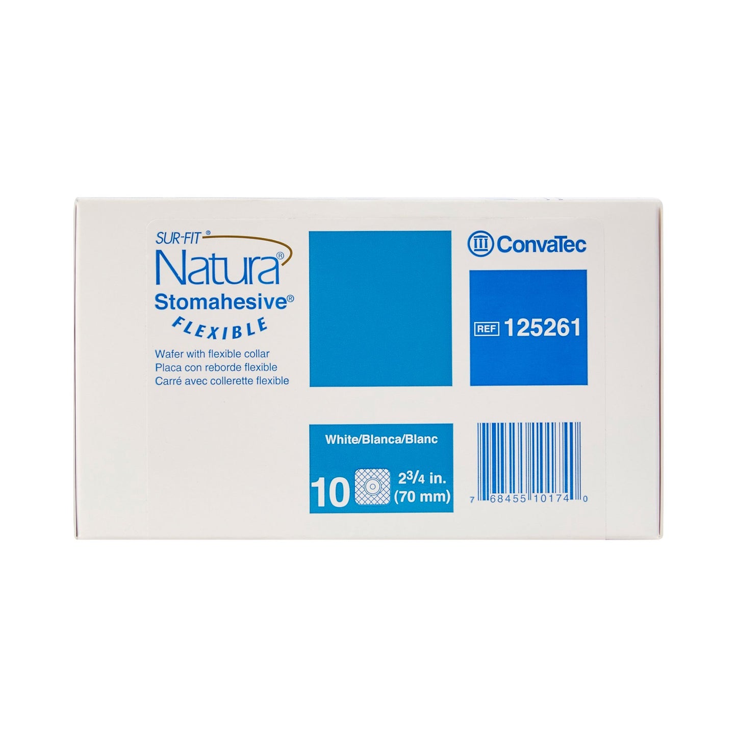 Ostomy Barrier Sur-Fit Natura® Trim to Fit, Standard Wear Stomahesive® Adhesive 70 mm Flange SUR-FIT® Natura™ System Hydrocolloid 1-7/8 to 2-1/2 Inch Opening 5 X 5 Inch