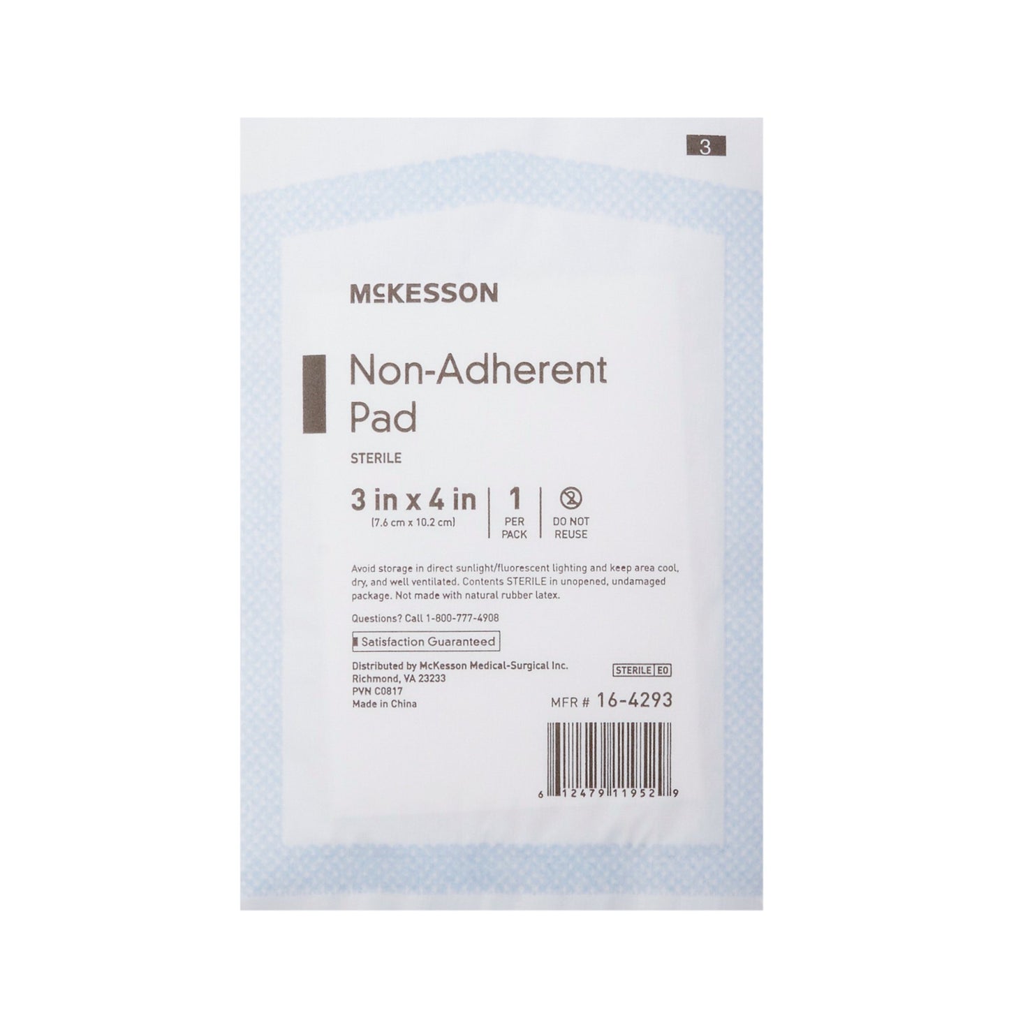 Non-Adherent Dressing McKesson 3 X 4 Inch Sterile 100 per Pack