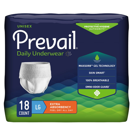Absorbent Underwear Prevail® Daily Underwear Extra Pull On with Tear Away Seams Adult Large Unisex Disposable Moderate Absorbency
