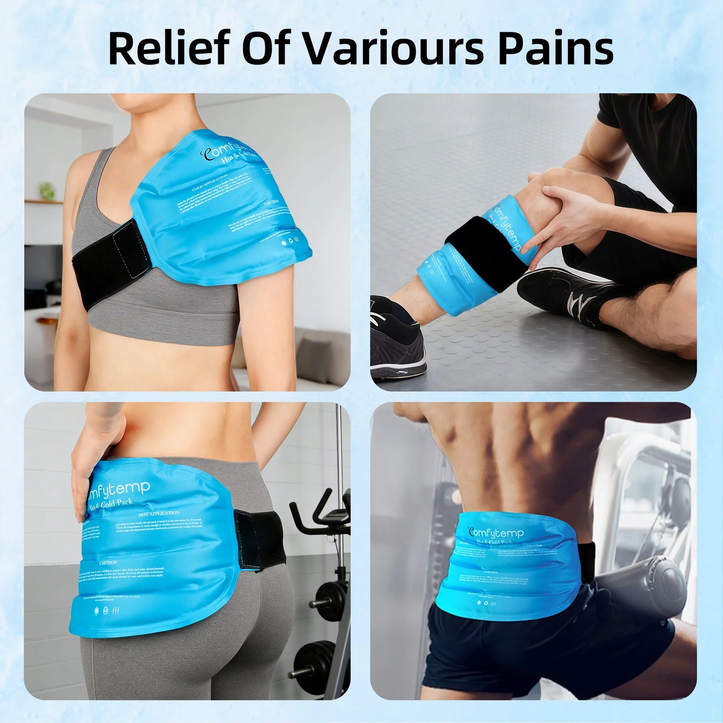 Comfytemp Large Ice Pack for Back Pain, Reusable Gel Hot Cold Therapy for Lumbar, Hips, Knee, Shoulder