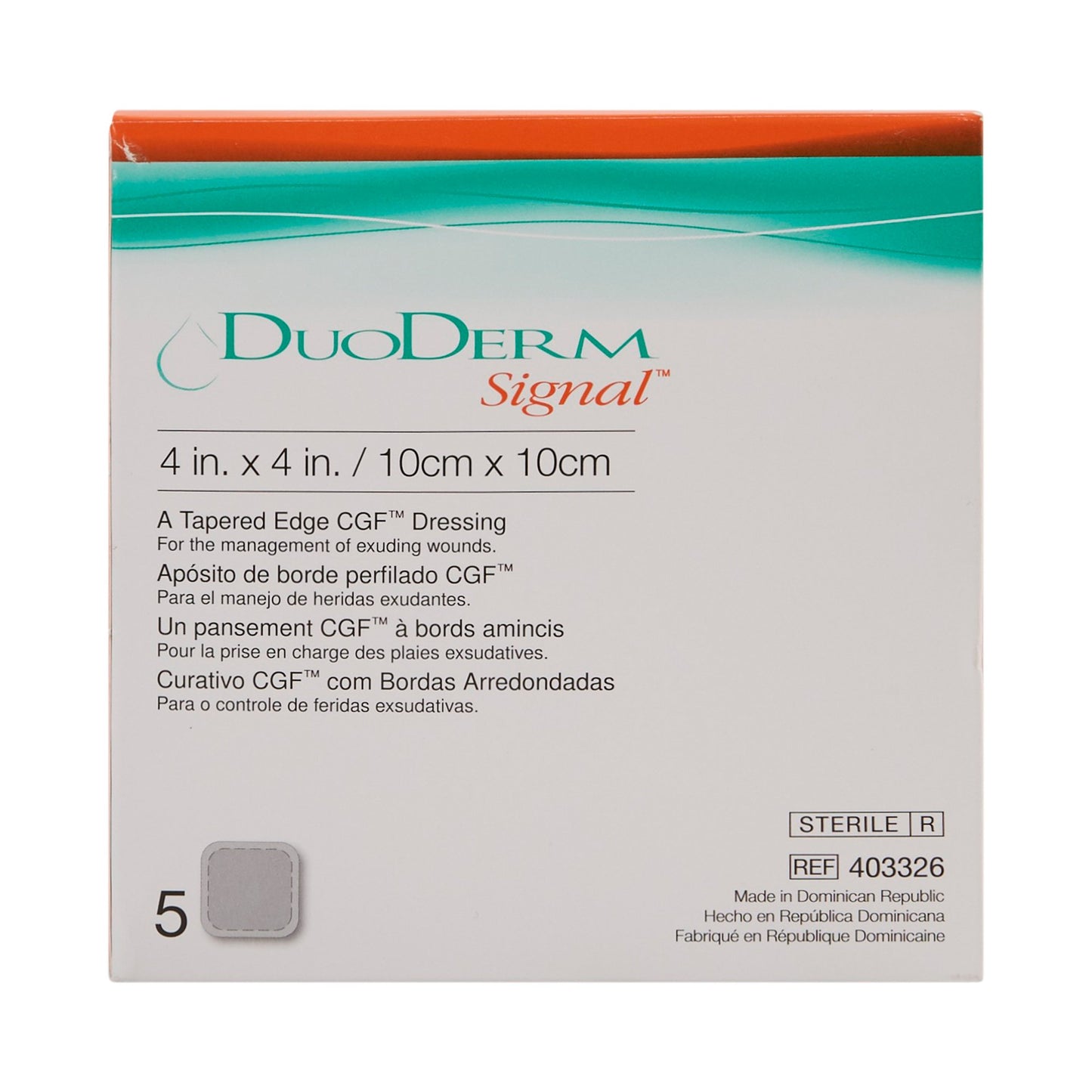 Hydrocolloid Dressing DuoDERM® Signal® CGF® Foam Backing 4 X 4 Inch Square Hydrocolloid