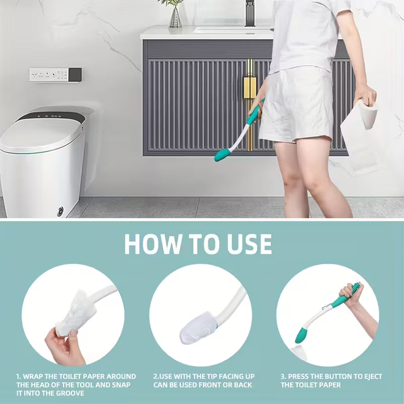 Toilet Aids for Wiping 15.7" Long Reach Comfort Butt Wiper Tools Bathroom Bottom Buddy Wiping Self Assist for Disabled, Elderly, Pregnant, Overweight People And Back Surgery Recovery