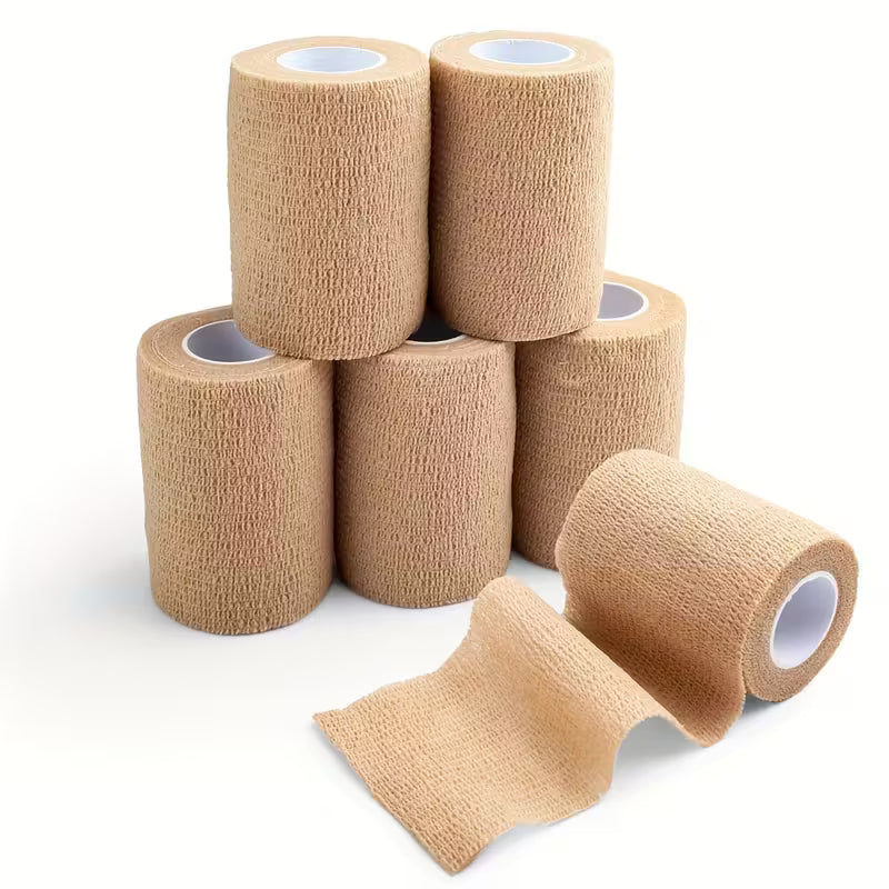 LotFancy Self Adhesive Bandage Wrap, 6 Pack, 3 Inch X 5 Yards Non Woven Cohesive Bandage, For Sports Athletic Wrist, Ankle