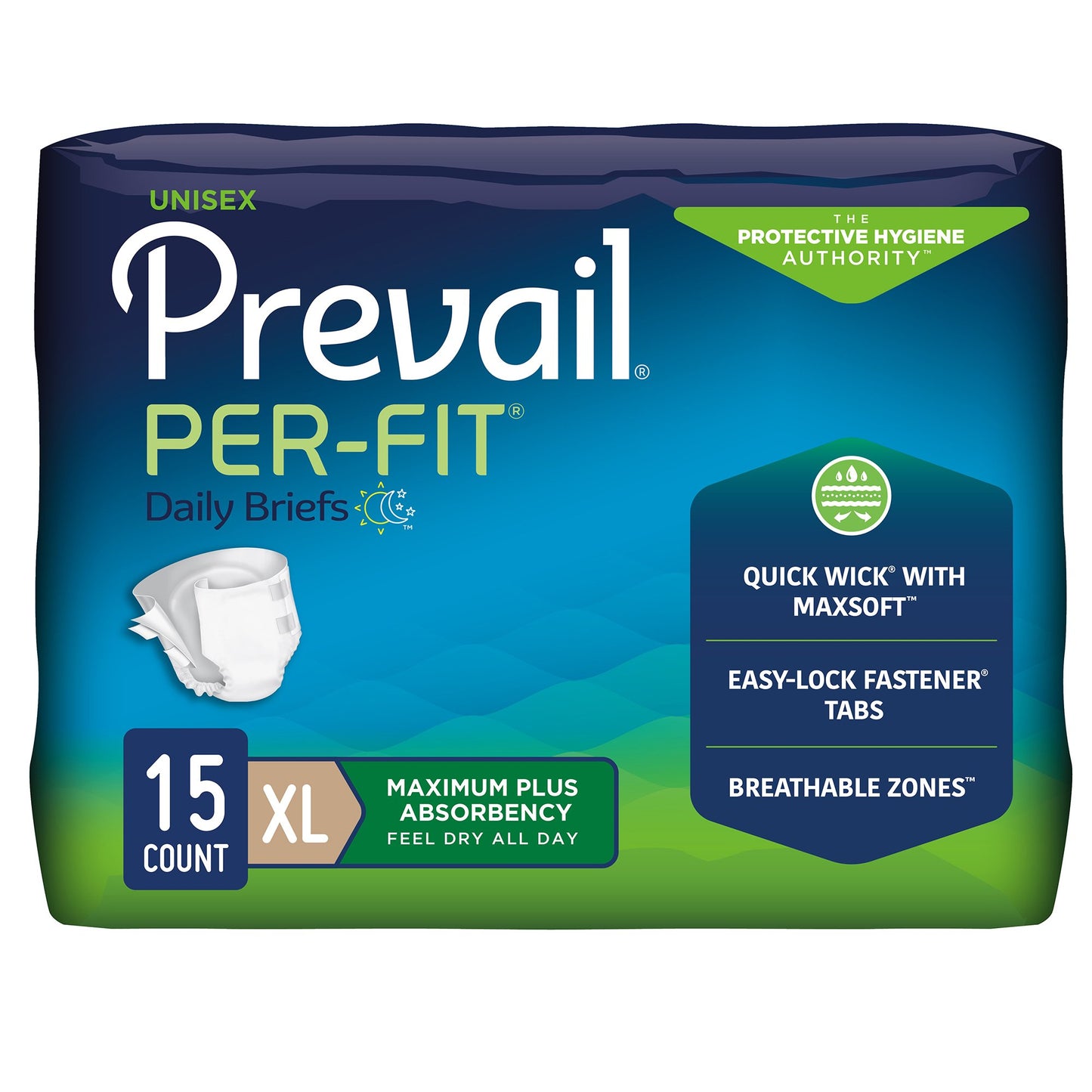 Incontinence Brief Prevail® Per-Fit® Maximum Plus Adult X-Large Unisex Disposable Heavy Absorbency