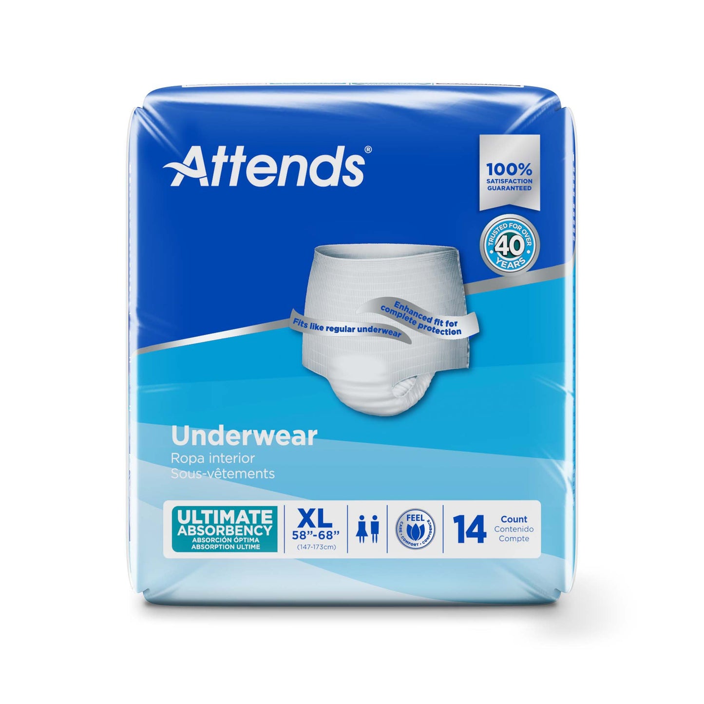 Absorbent Underwear Attends® Pull On with Tear Away Seams Adult X-Large Unisex Disposable Heavy Absorbency