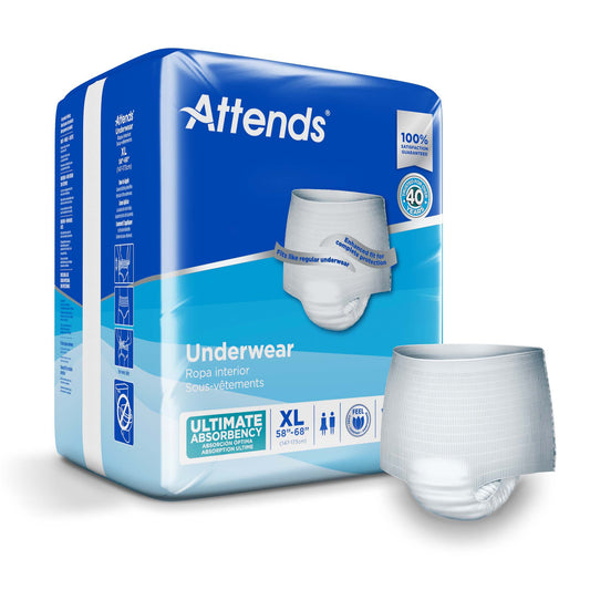 Absorbent Underwear Attends® Pull On with Tear Away Seams Adult X-Large Unisex Disposable Heavy Absorbency