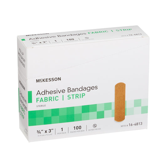 Bandage Adhesive Strip McKesson Fabric Tan 3/4 X 3 Inch Sterile