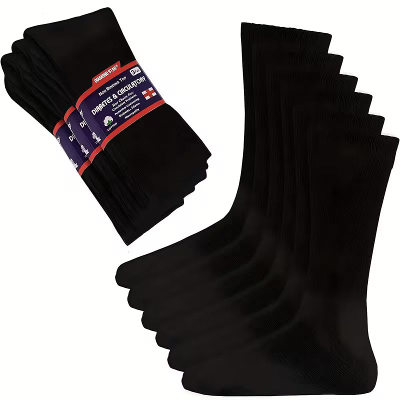 3-Pairs Socks, Non-Binding Circulatory Cushion Cotton Crew Socks for Men Women, Size: 10-13