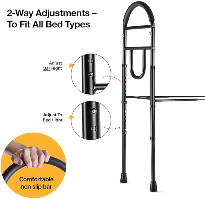 Bed Rails for Elderly Adults Safety Bed Assist Rails for Seniors with Adjustable Heights