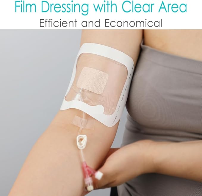 Chemo Port Shower Covers with Non-Stick Center Pad, 4" x 4.75" Waterproof Dialysis Catheter PD Tube Chest Picc Line Transparent Dressing for Peritoneal Dialysis Wounds