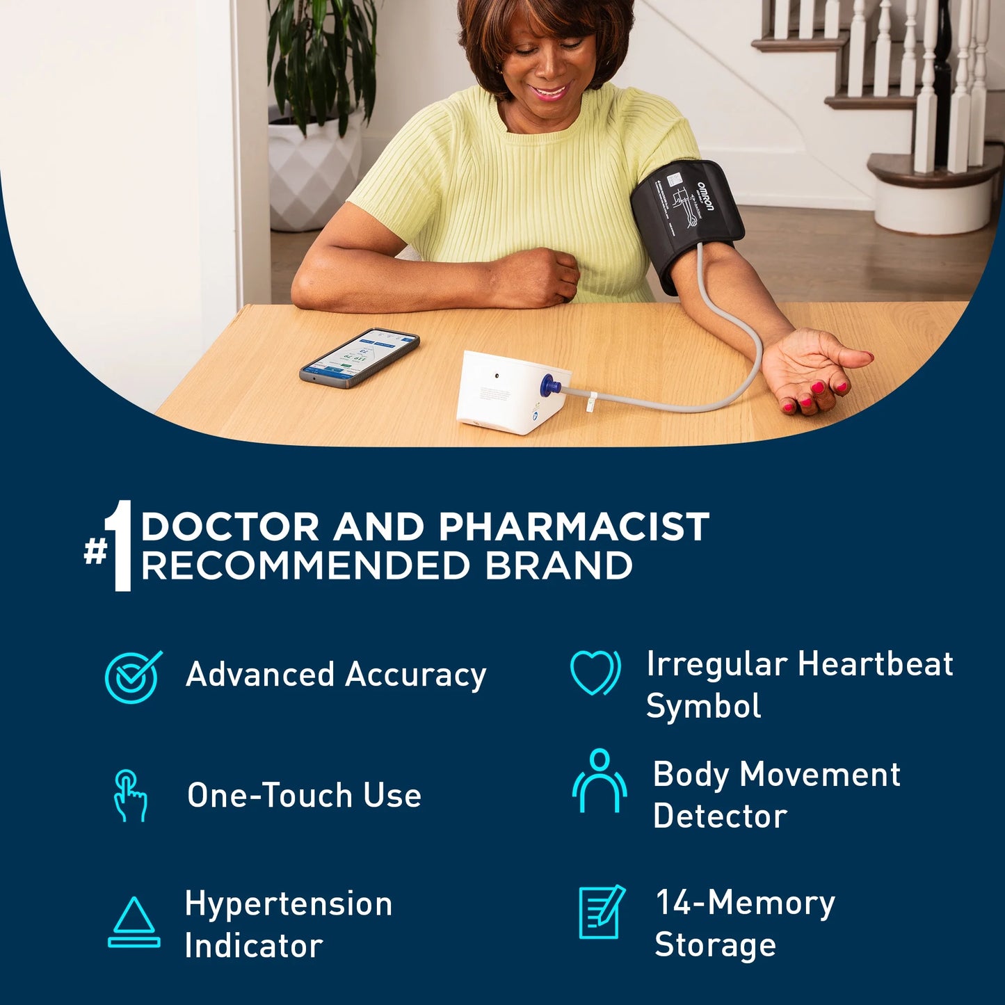 OMRON 3 Series Upper Arm Blood Pressure Monitor and Arm Cuff for Home Use