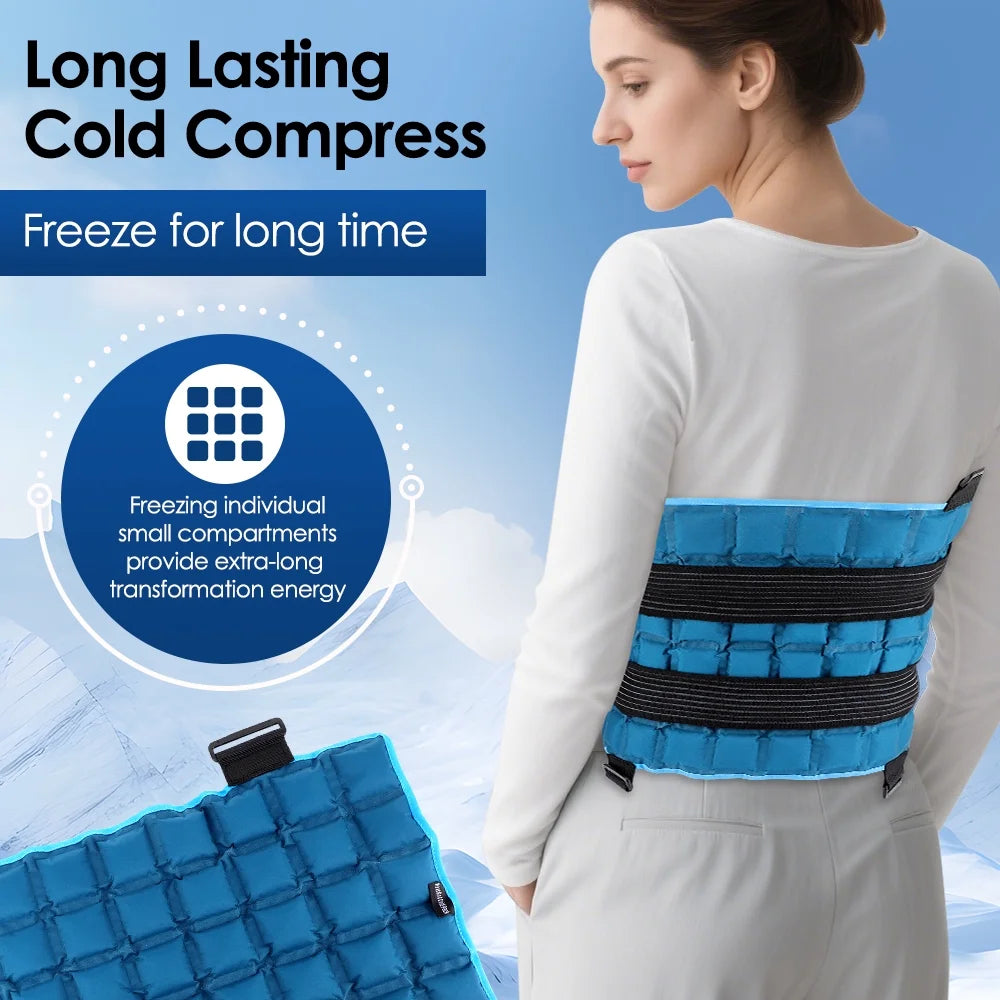 13x22 Inch Large Reusable Knee Ice Pack for Muscle Fatigue Knee, Leg, Neck, Shoulder, Hip and Back Cold Packs, Heat & Cold Compress Wrap, Ice Pack for Back and Leg