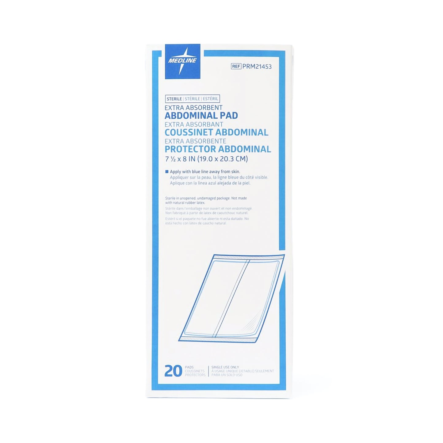 Abdominal Pad Medline Essentials 7-1/2 X 8 Inch NonSterile 20 per Pack