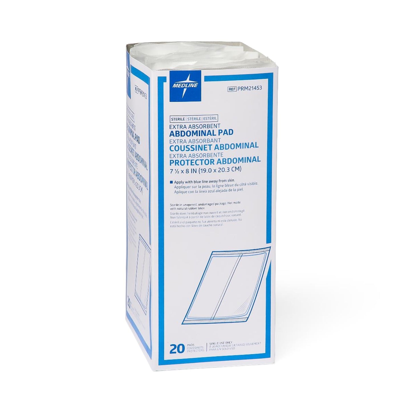 Abdominal Pad Medline Essentials 7-1/2 X 8 Inch NonSterile 20 per Pack
