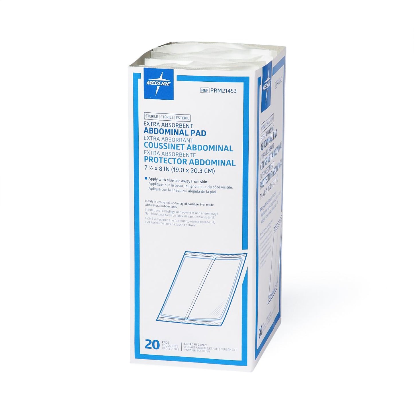 Abdominal Pad Medline Essentials 7-1/2 X 8 Inch NonSterile 20 per Pack