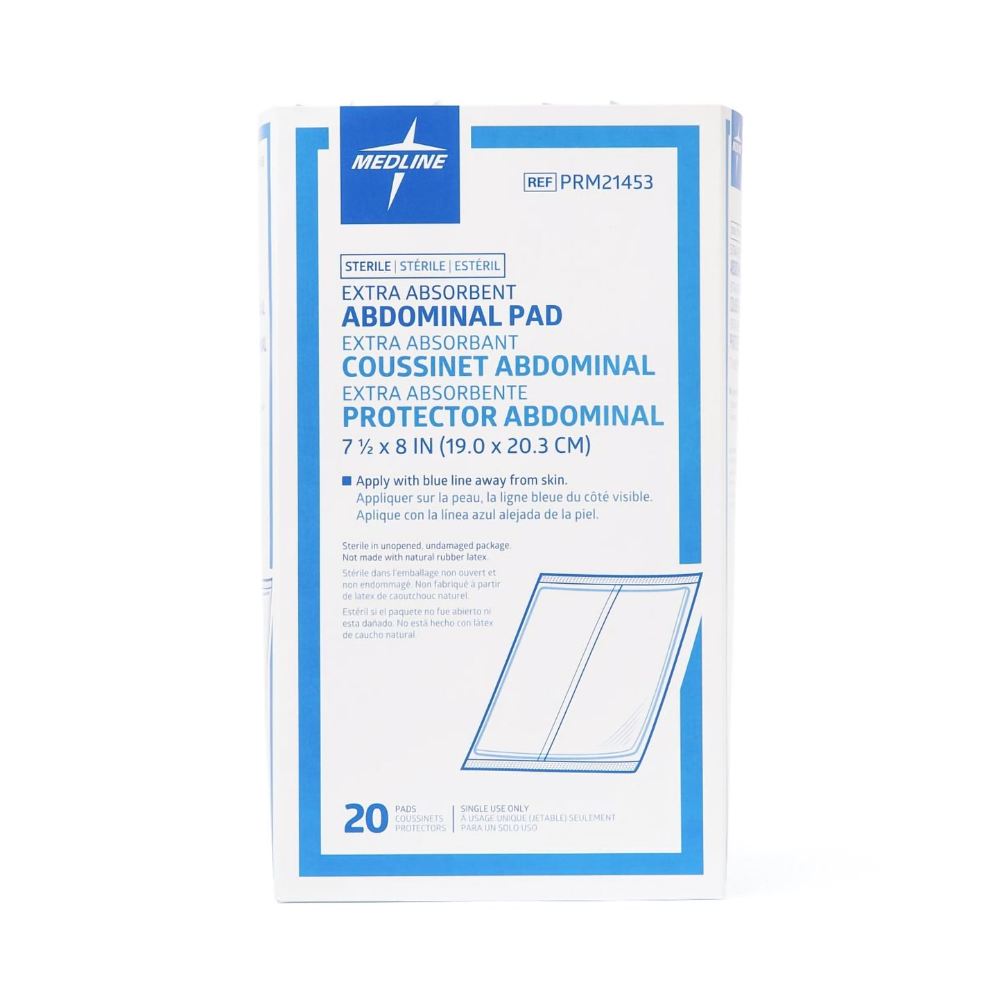 Abdominal Pad Medline Essentials 7-1/2 X 8 Inch NonSterile 20 per Pack