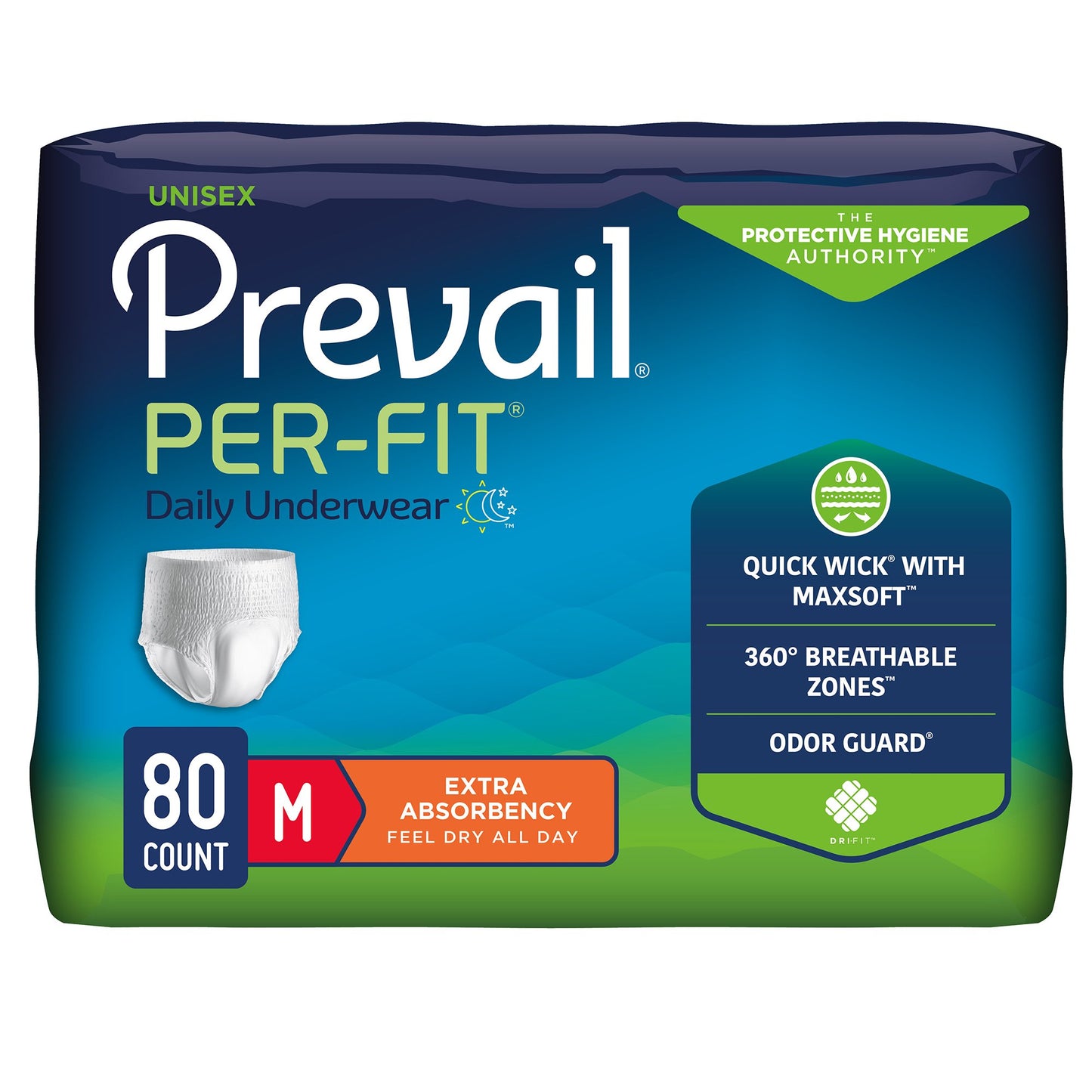 Absorbent Underwear Prevail® Per-Fit® Extra Pull On with Tear Away Seams Adult Medium Unisex Disposable Heavy Absorbency