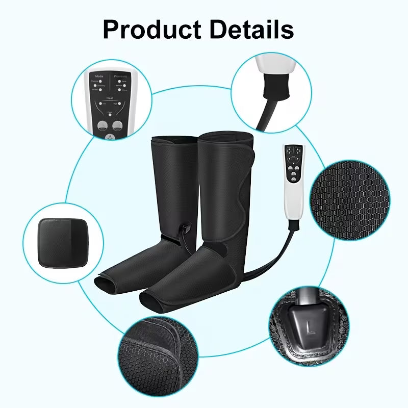 Leg Air Massager for Circulation And Relaxation Foot And Calf Massage with Handheld Controller 3 Intensities 2 Modes (with 2 Extensions) Adjustable Leg Wrap for Most Size,