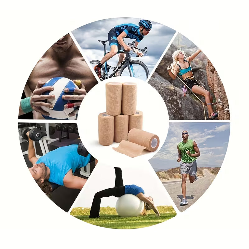 LotFancy Self Adhesive Bandage Wrap, 6 Pack, 3 Inch X 5 Yards Non Woven Cohesive Bandage, For Sports Athletic Wrist, Ankle