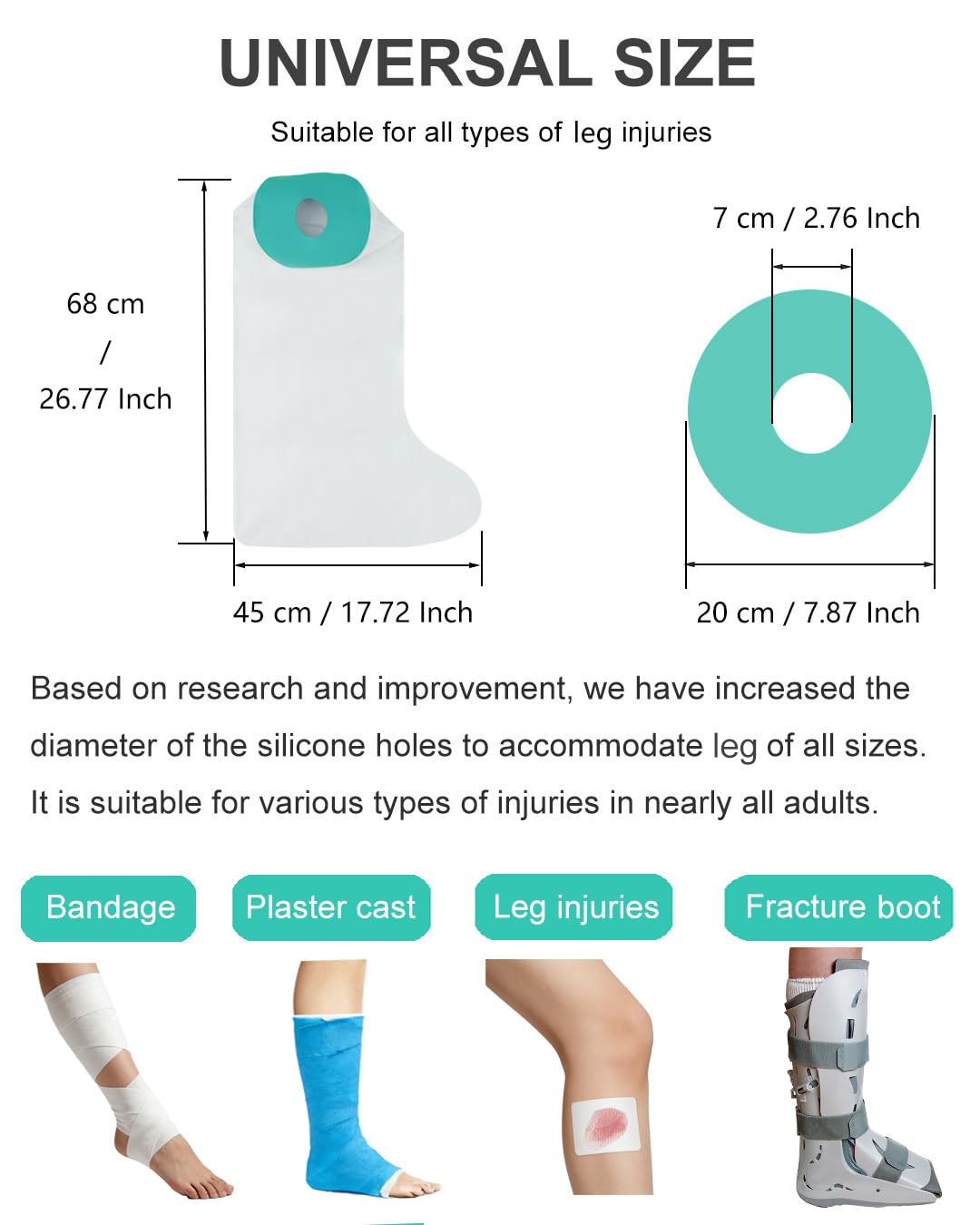 Extra Large Cast Covers for Shower Leg, Waterproof Leg Cast Cover for Showering, Reusable Cast Protector for Shower Leg Adult, Soft Comfortable Cast Shower Cover Leg, Used for Bandages