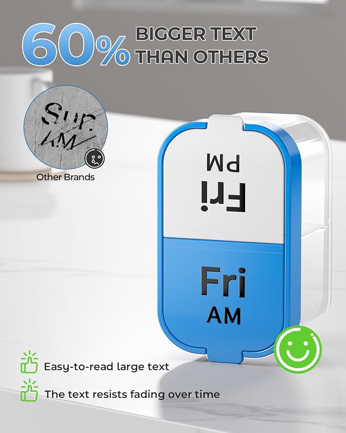 Oversized Weekly Pill Organizer for 7 Or 30 Days Featuring Morning And Evening Sections