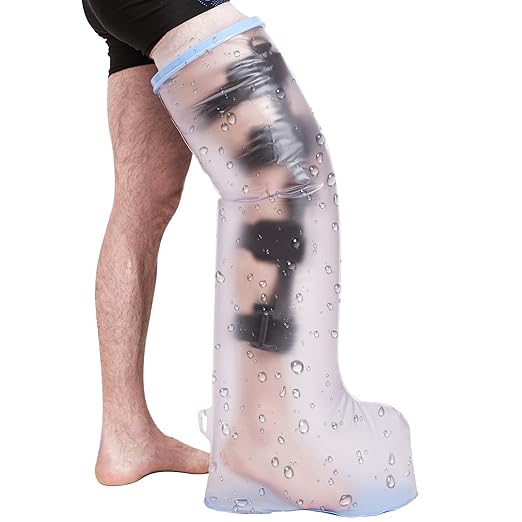 Waterproof Cast Covers for Shower Leg - Extra-Large Cast Protector for Adult with Non-Slip Bottom，Reusable Sleeve, Wound Cover For Bandage, Knee Brace, Foot Boot Shower & Swimming After Surgery