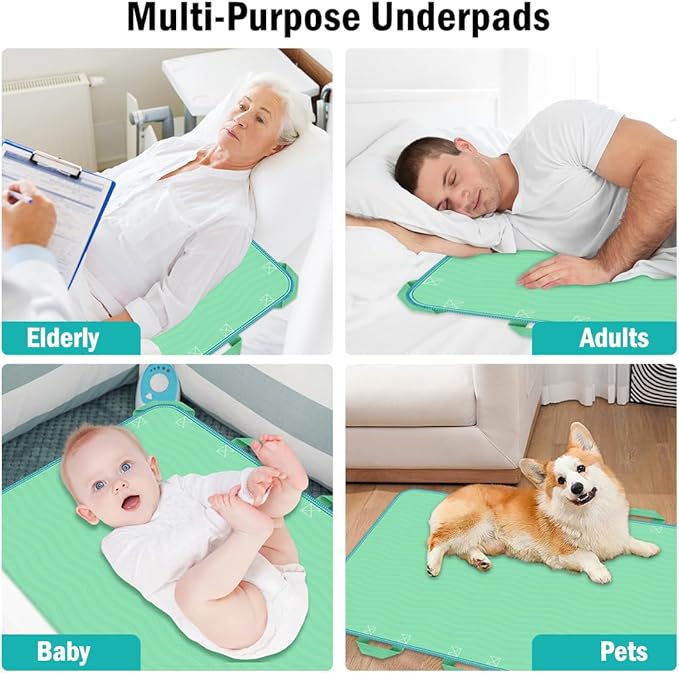 34"x52" Positioning Bed Pad with Reinforced Handles, Waterproof & Reusable Incontinence pads