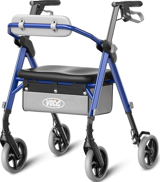 Z11 Rollator Walker with Seat, Max 380 lbs, Avant Walkers with Ergo Seat & Backrest, Foldable Rollator Adjustable Height, All Terrain Walker, Lightweight