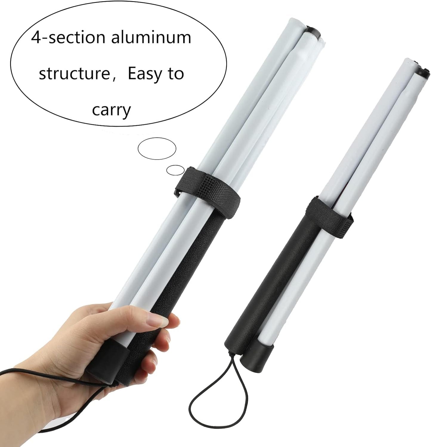 48" Folding Aluminum Blind Cane with Red Reflective Tape – Non-Slip, Collapsible Walking Stick for the Visually Impaired