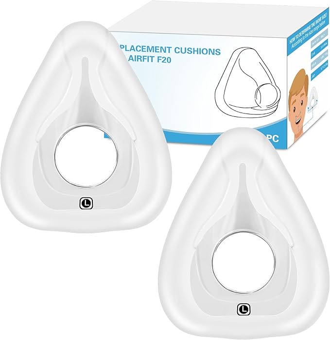 2 Packs Replacement Cushion for ResMed Airfit F20, Compatiable with Orignal Airfit F20 Frame & Elbow,Replacement Full Face CPAP Mask Cushion, Soft & Durable, Cover Nose and Mouth, Large