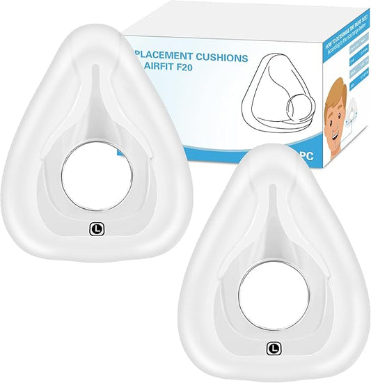 2 Packs Replacement Cushion for ResMed Airfit F20, Compatiable with Orignal Airfit F20 Frame & Elbow,Replacement Full Face CPAP Mask Cushion, Soft & Durable, Cover Nose and Mouth, Large