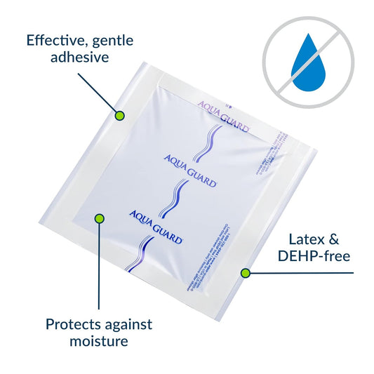 AquaGuard Sheet 9” x 9”Shower Protection Sheet – Self-Adhesive Moisture Barrier – Wound Cover for Showering