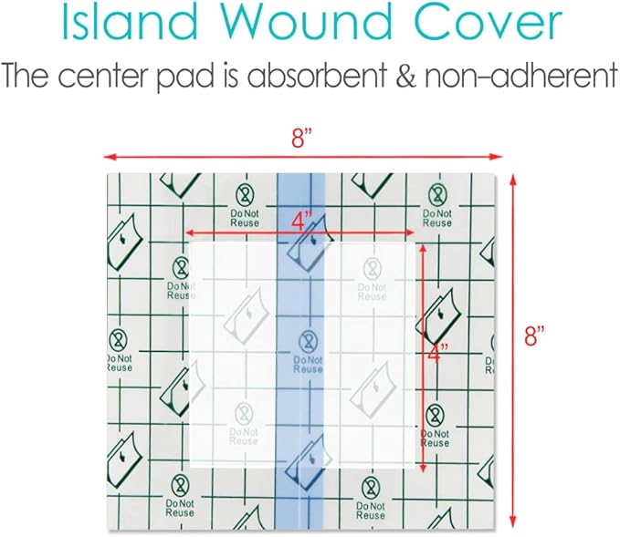 Waterproof Dialysis Catheter Protector 8"x8" Picc Line Adhesive Bandage with Non-Stick Center Pad