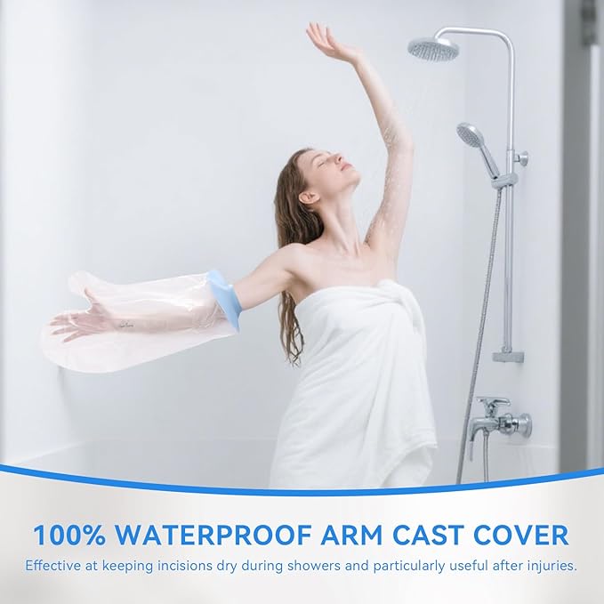 Adults Reusable Waterproof Cast Cove for Shower Arm for Casts, Bandages, Cuts, Tattoos, Wound