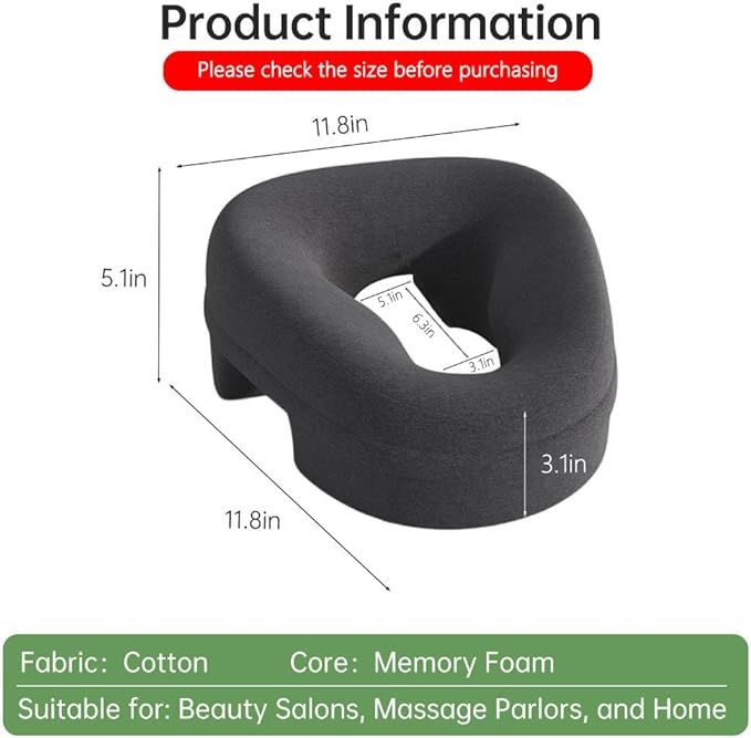 Face Down Pillow for Massage - Headrest Face Pillow for Bed, Stomach Sleeping, Prone Sleepers, Post-Eye Surgery Recovery, and Beach Tanning.