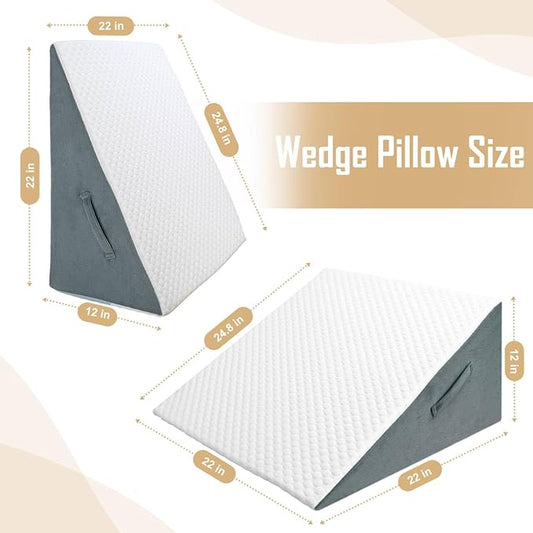 Elevated Triangle/wedge Pillow for Acid Reflux and Back Pain Relief, Post Surgery, Snoring, Back Support