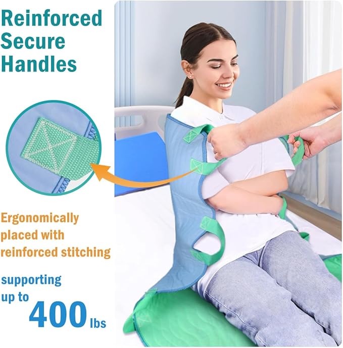 34"x52" Positioning Bed Pad with Reinforced Handles, Waterproof & Reusable Incontinence pads