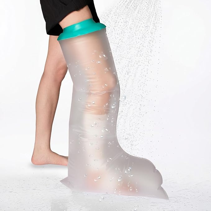 Leg Cast Cover for Showering, Waterproof Silicone Shower Protector for Full Leg Adult, Watertight Shower Boots for Foot After Surgery, Knee, Ankle, Boot