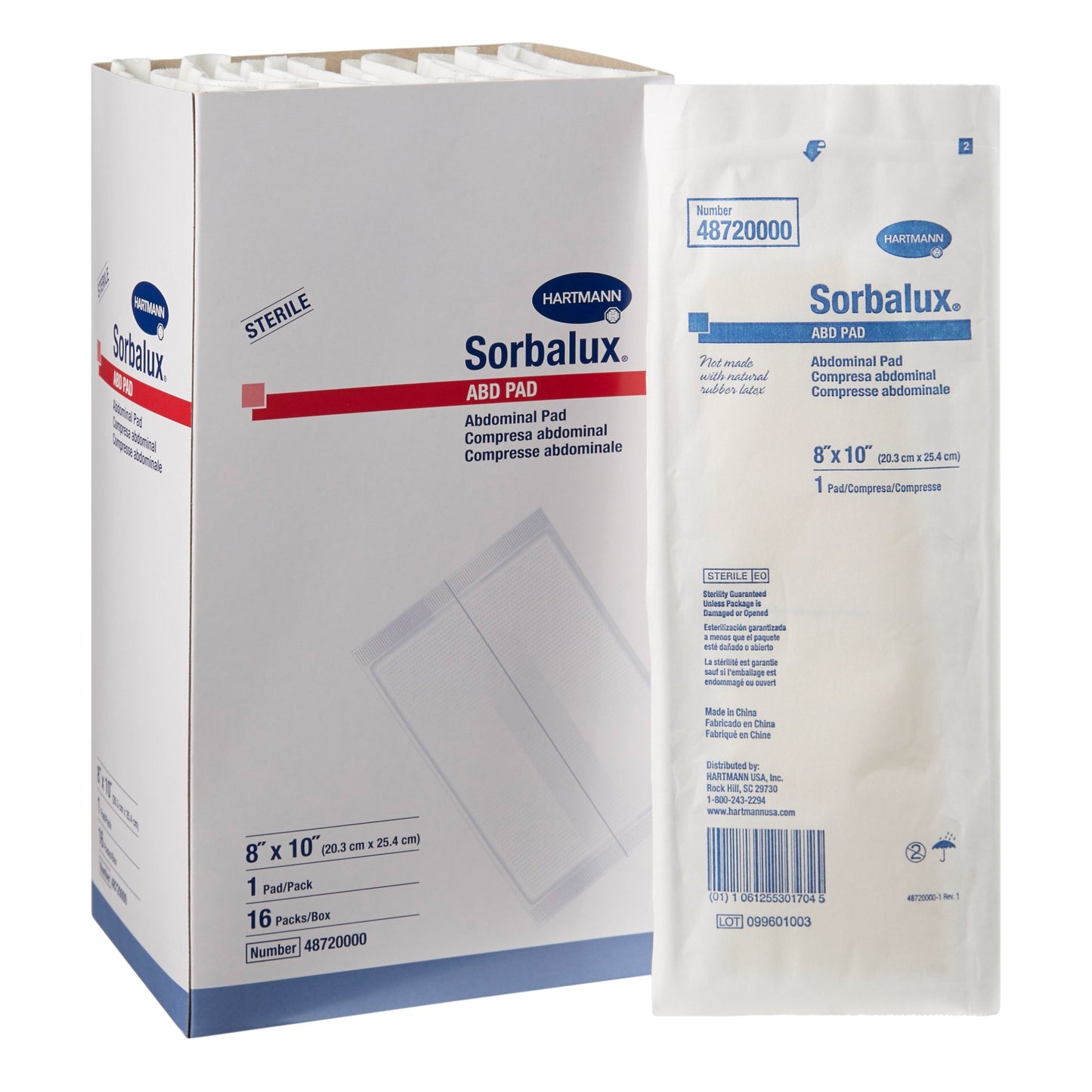 Abdominal Pad Sorbalux® ABD 8 X 10 Inch 1-Ply Sterile (Box)