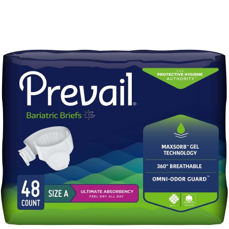 Incontinence Brief Prevail® Bariatric Adult Bariatric Size A Unisex Disposable Heavy Absorbency