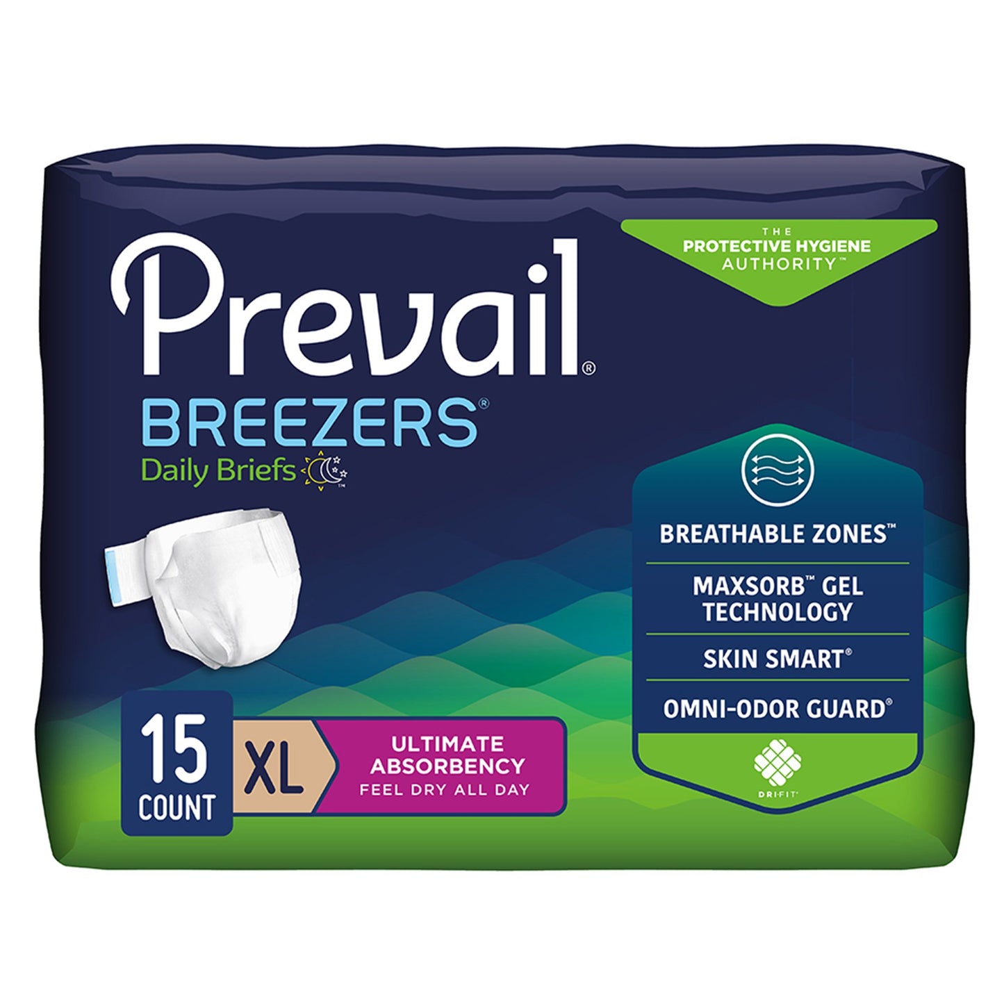Incontinence Brief Prevail® Breezers® Adult X-Large Unisex Disposable Heavy Absorbency