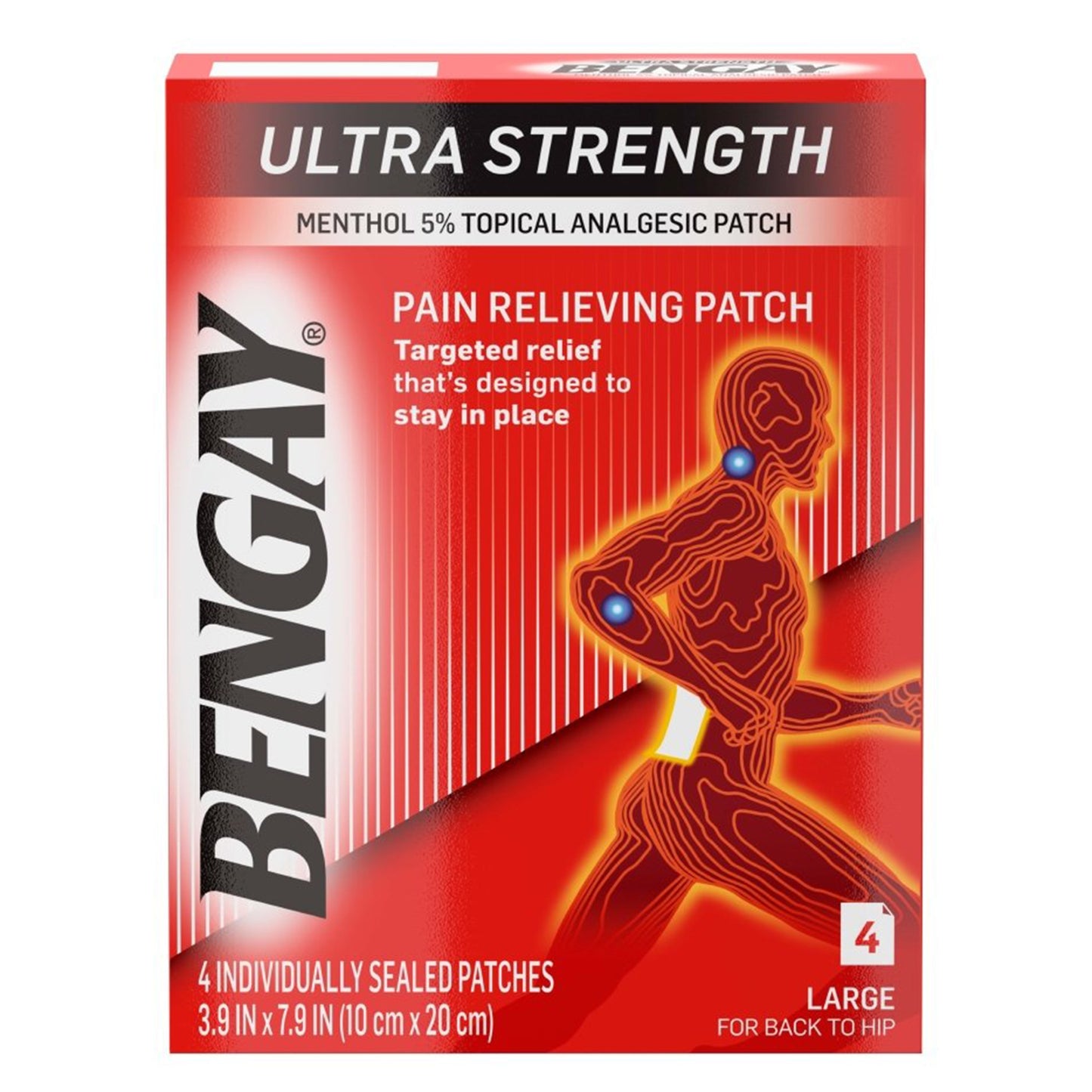 Topical Pain Relief Bengay® Ultra Strength 5% Strength Menthol Patch 4 per Box