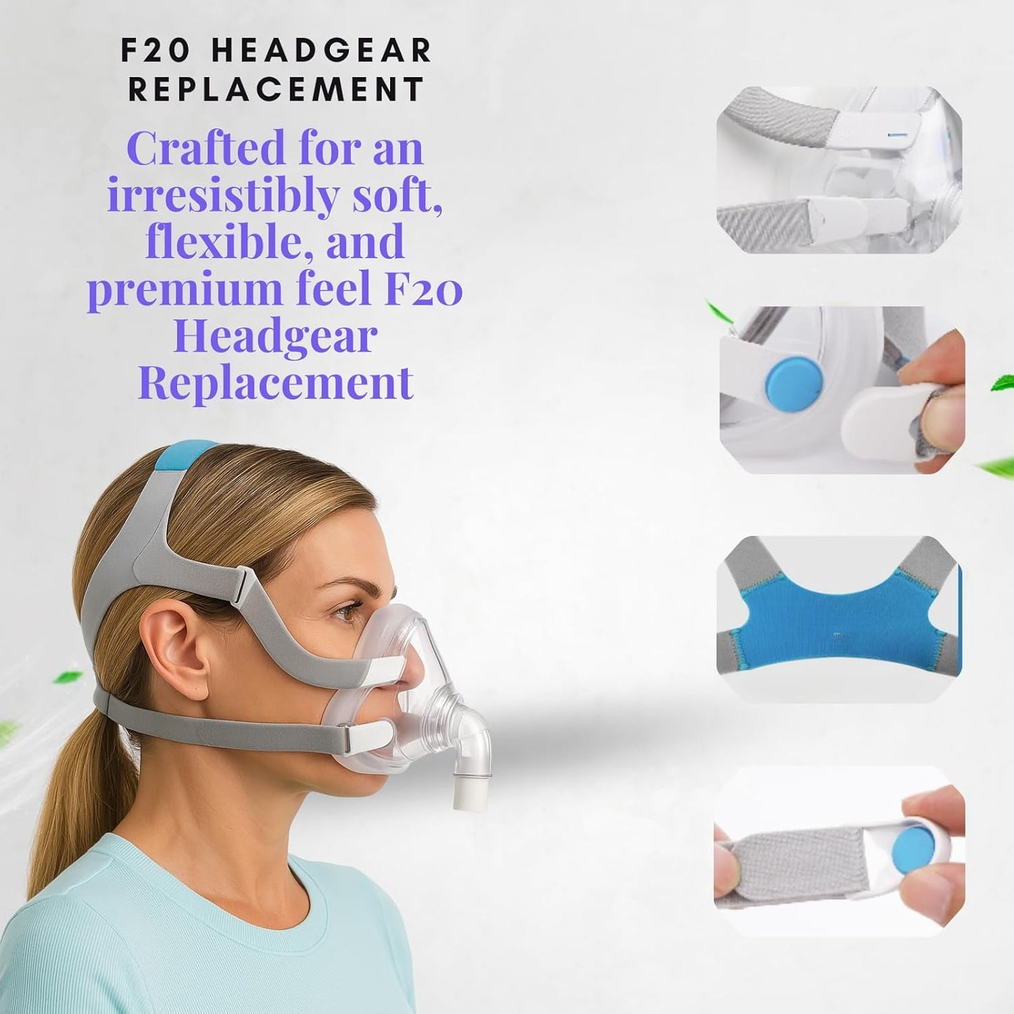 Replacement Headgear Straps Compatible with F20 Mask Assembly - Universal Fit