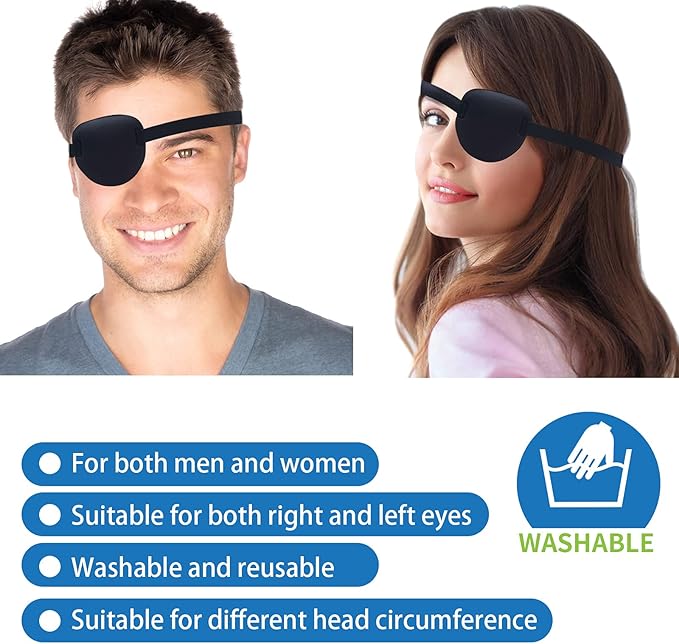 2 Pcs Eye Patches for Adults and Kids,3D Adjustable Eyepatch for Right or Left Eye