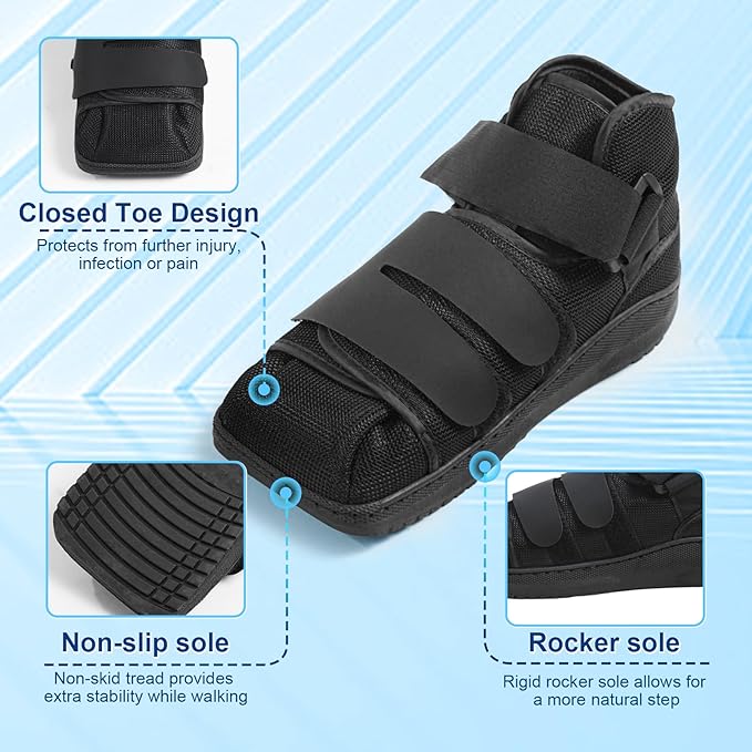 Closed Post Op Shoe, Post Op Shoes, Fracture Medical Walking Shoes for Men and Women-Post Surgery or Operation Foot Support, Broken Foot or Toe, Squared, L